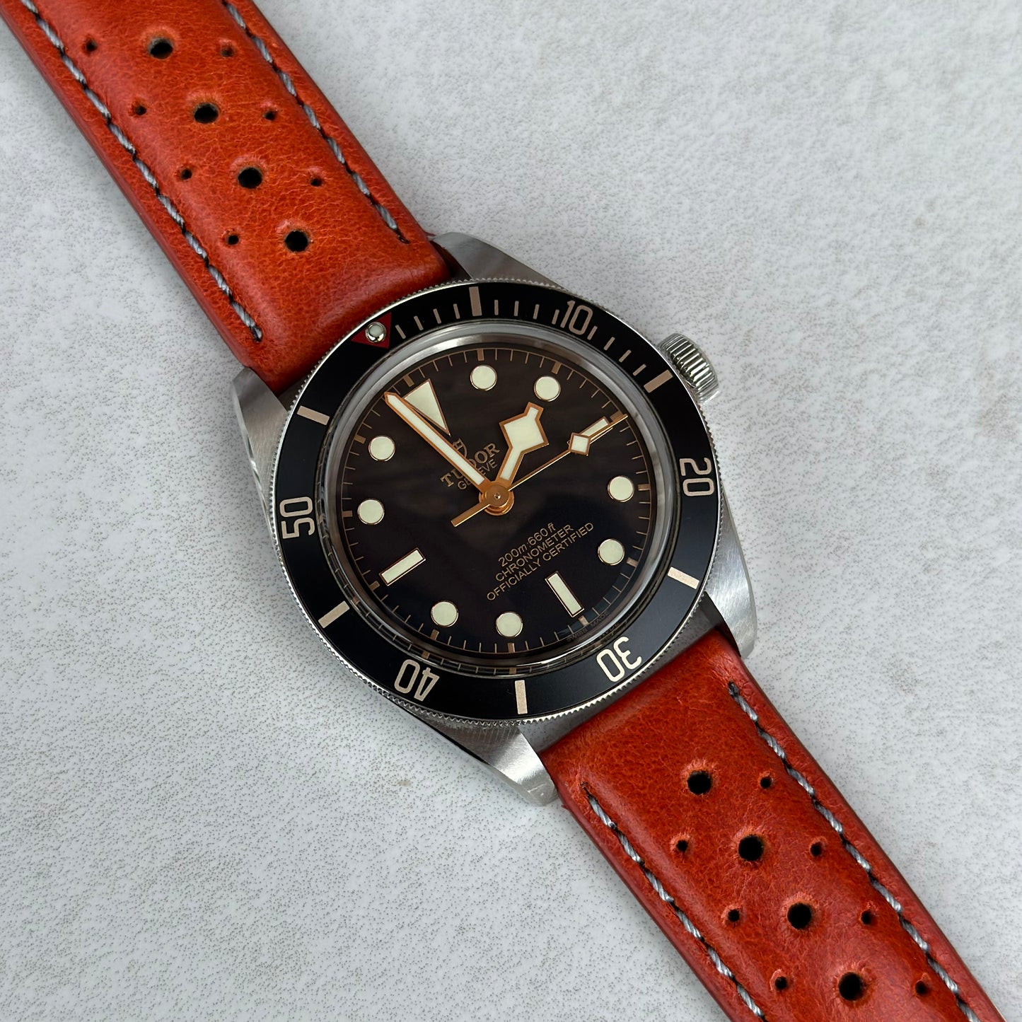 The Monte Carlo: Russet Orange Perforated Leather Rally Watch Strap