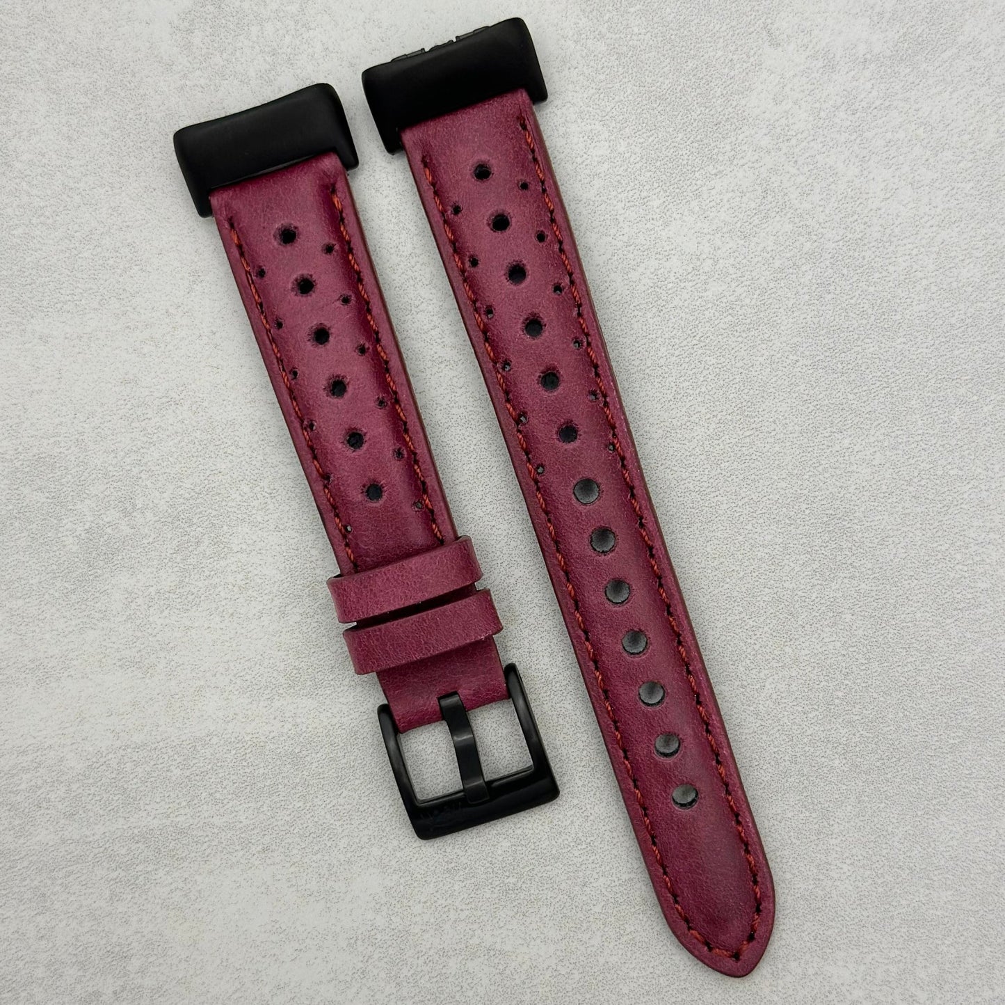 The Monte Carlo: Plum Purple Perforated Leather Fitbit Charge Watch Strap