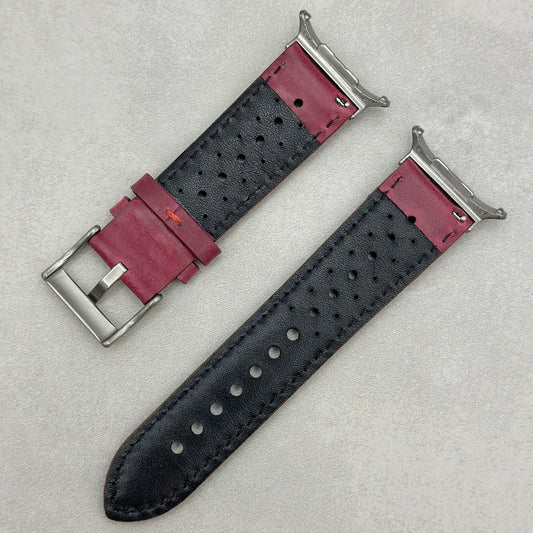 The Monte Carlo: Plum Purple Perforated Leather Rally Samsung Galaxy Watch Ultra Strap