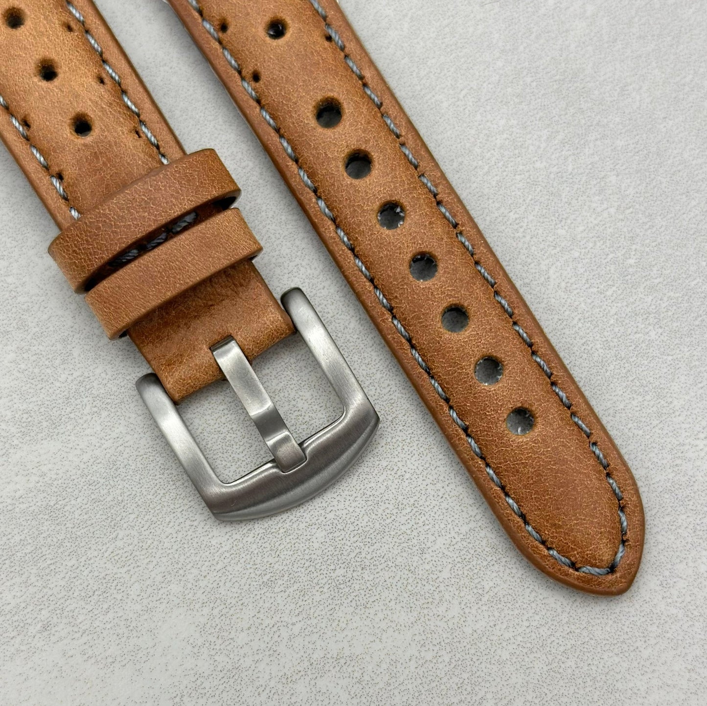 The Monte Carlo: Vintage Tan Perforated Leather Fitbit Charge Watch Strap