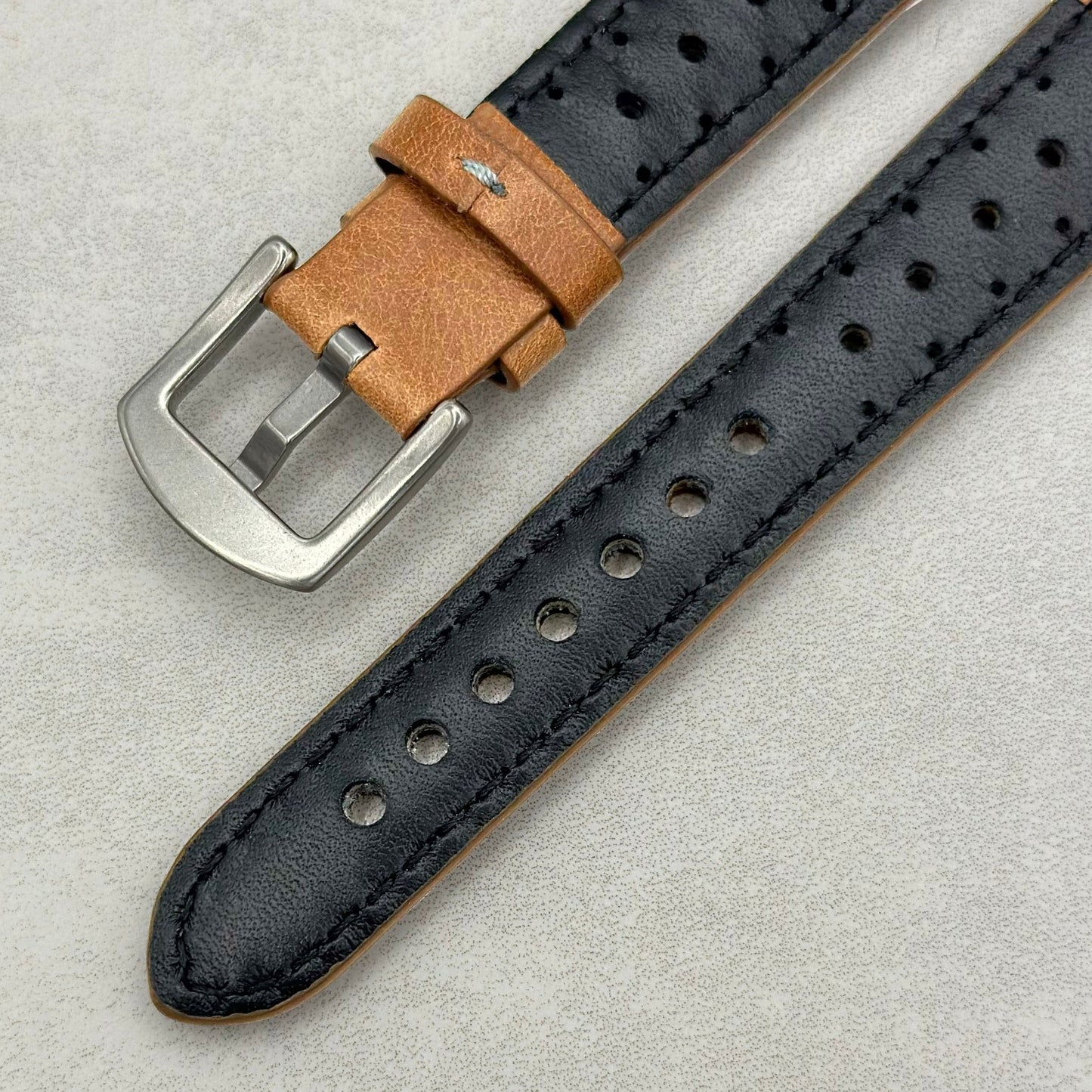 The Monte Carlo: Vintage Tan Perforated Leather Fitbit Charge Watch Strap