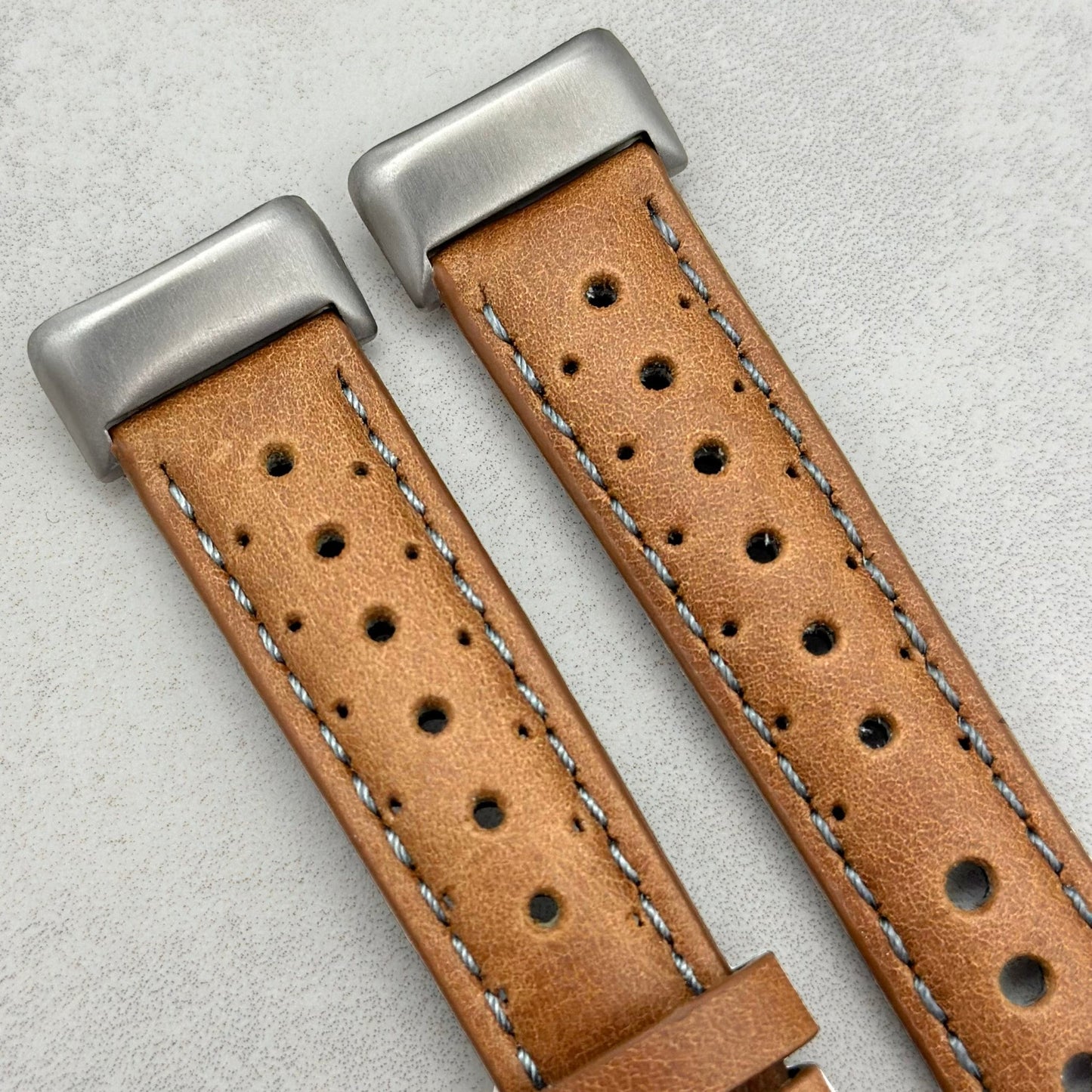 The Monte Carlo: Vintage Tan Perforated Leather Fitbit Charge Watch Strap