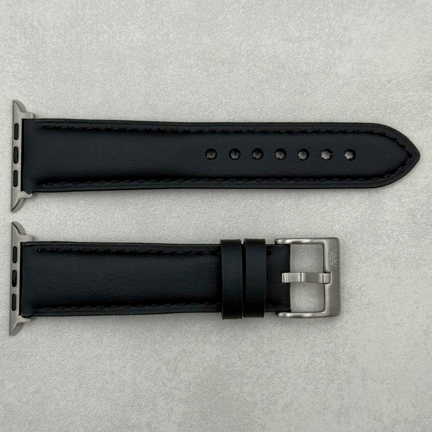 The New York: Black Vegan Leather Apple Watch Strap