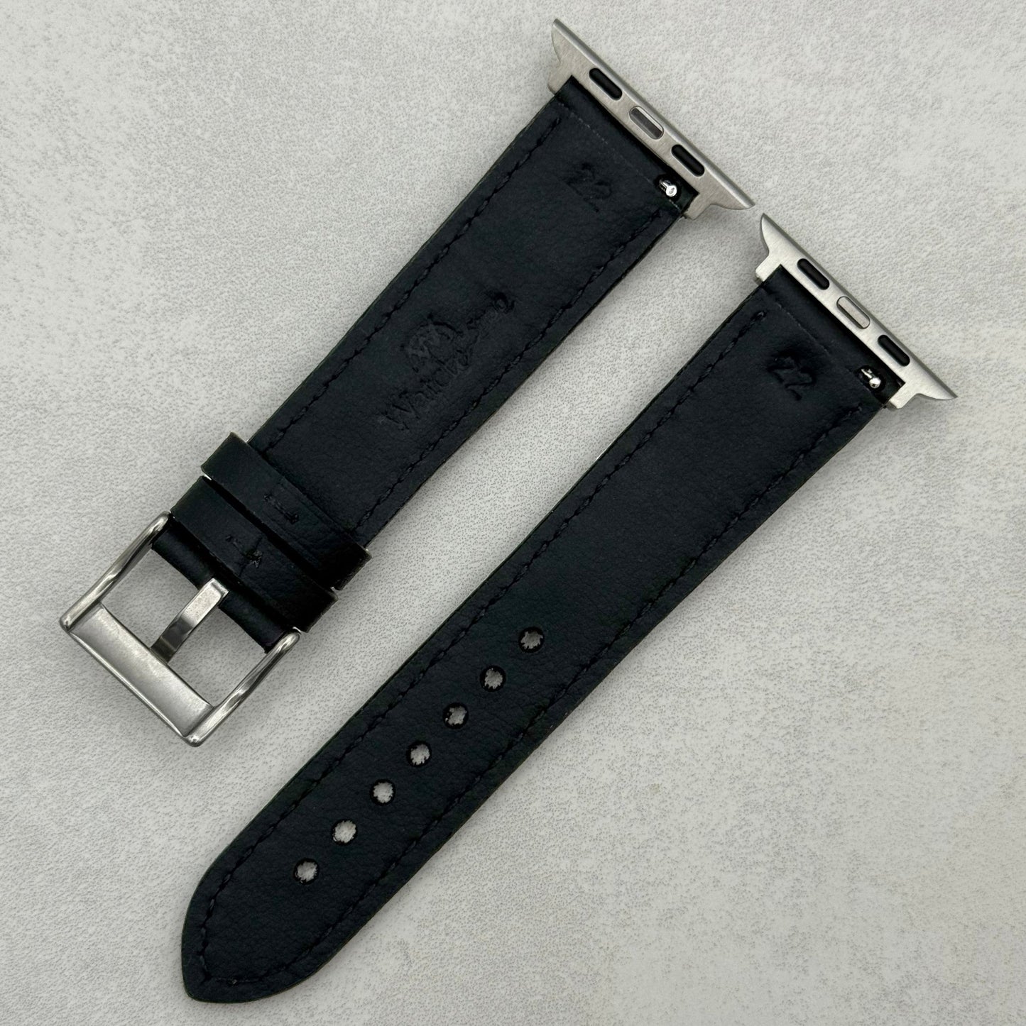 The New York: Black Vegan Leather Apple Watch Strap