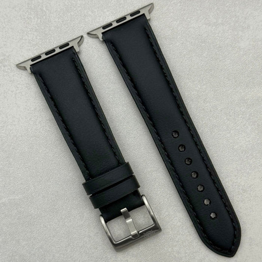 The New York: Black Vegan Leather Apple Watch Strap