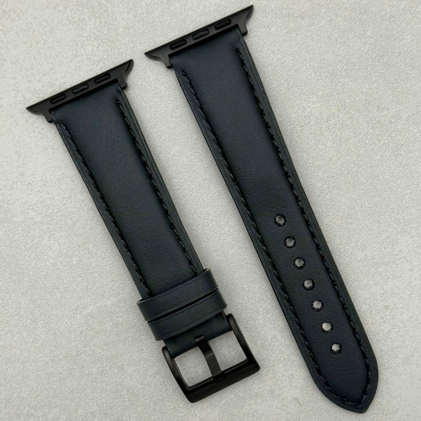 The New York: Black Vegan Leather Apple Watch Strap