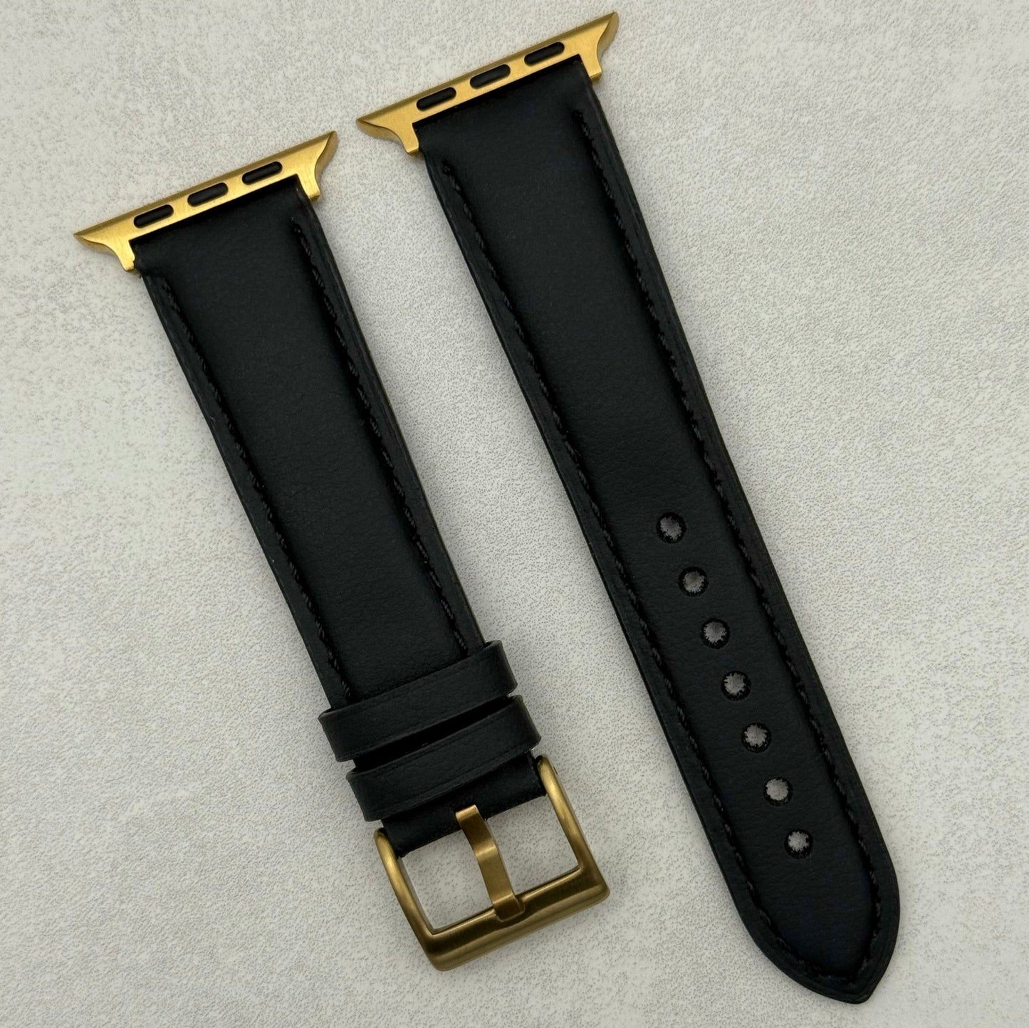 The New York: Black Vegan Leather Apple Watch Strap