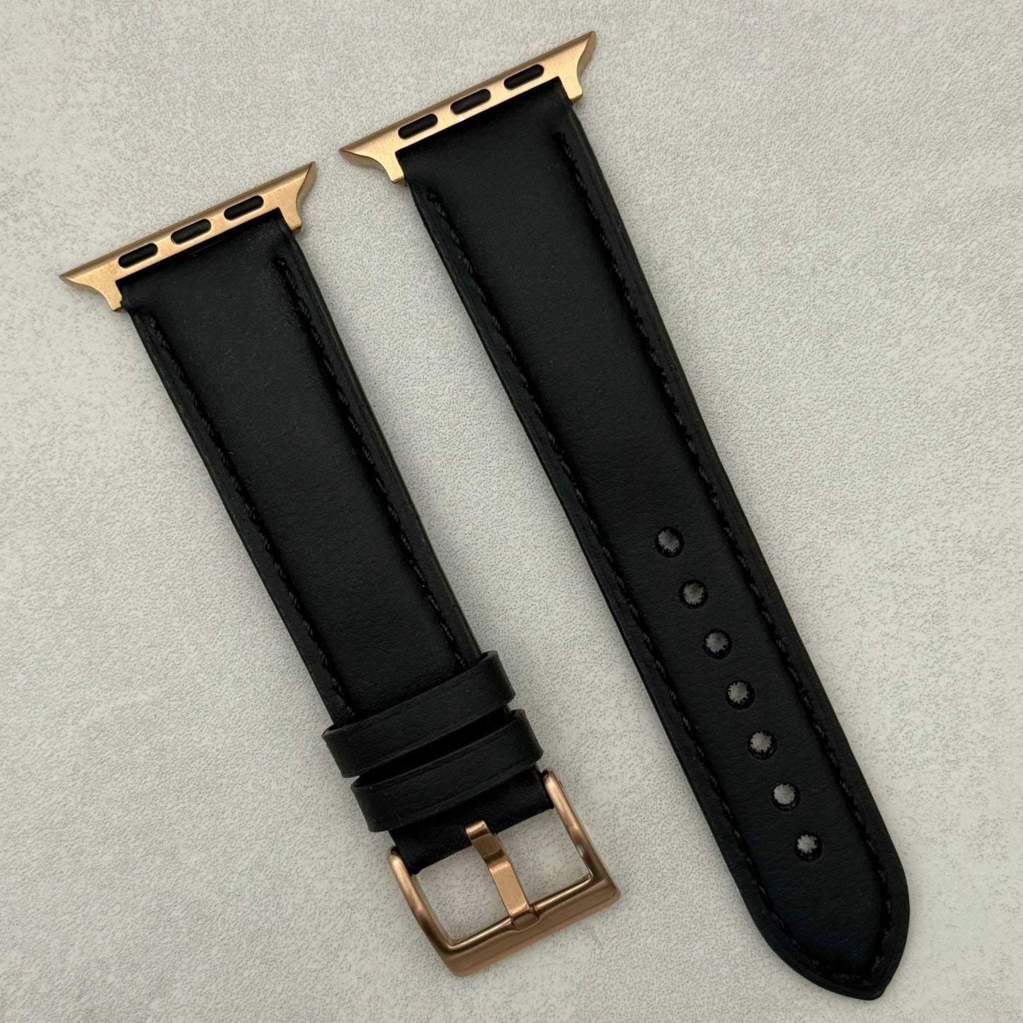 The New York: Black Vegan Leather Apple Watch Strap