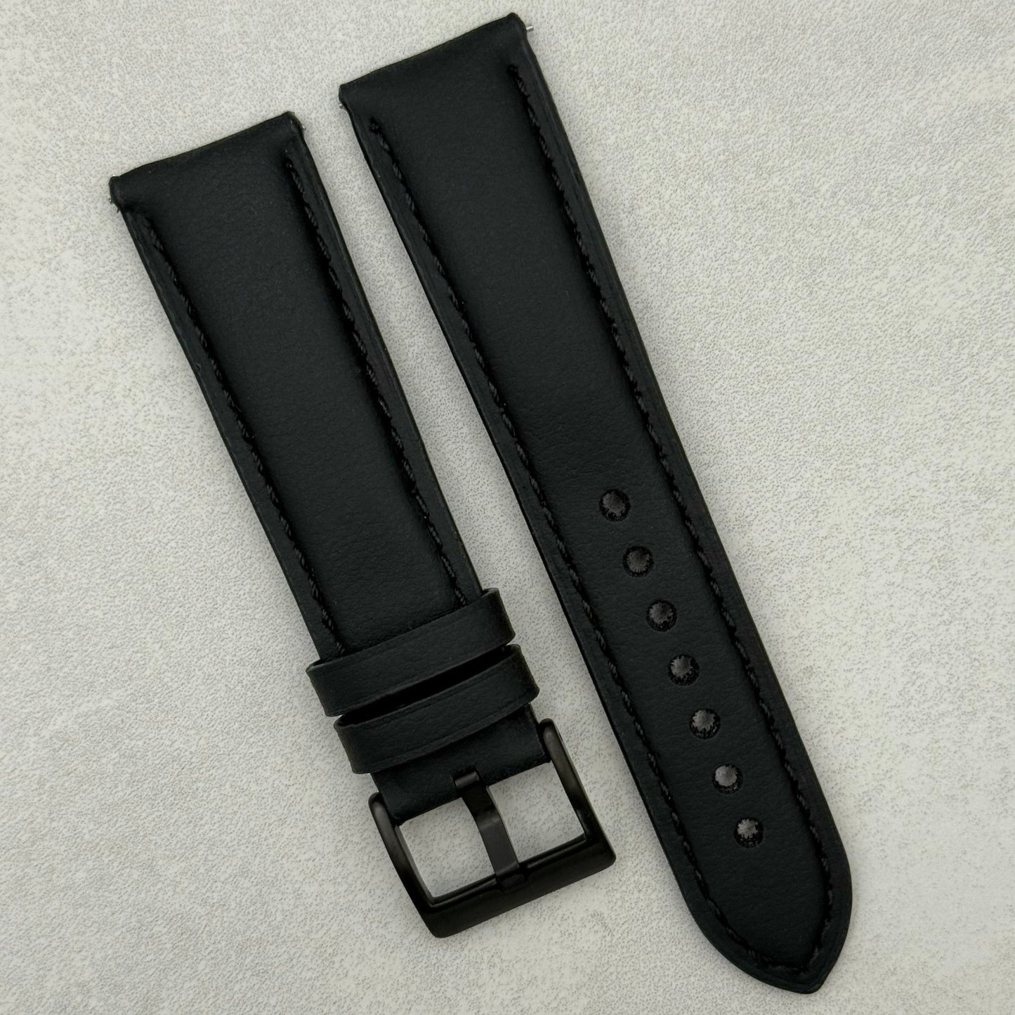 The New York: Black Vegan Leather Watch Strap