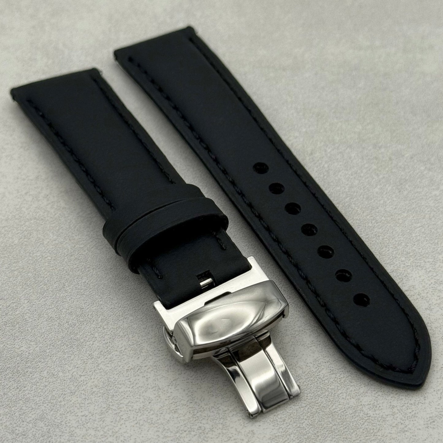 The New York: Black Vegan Leather Watch Strap
