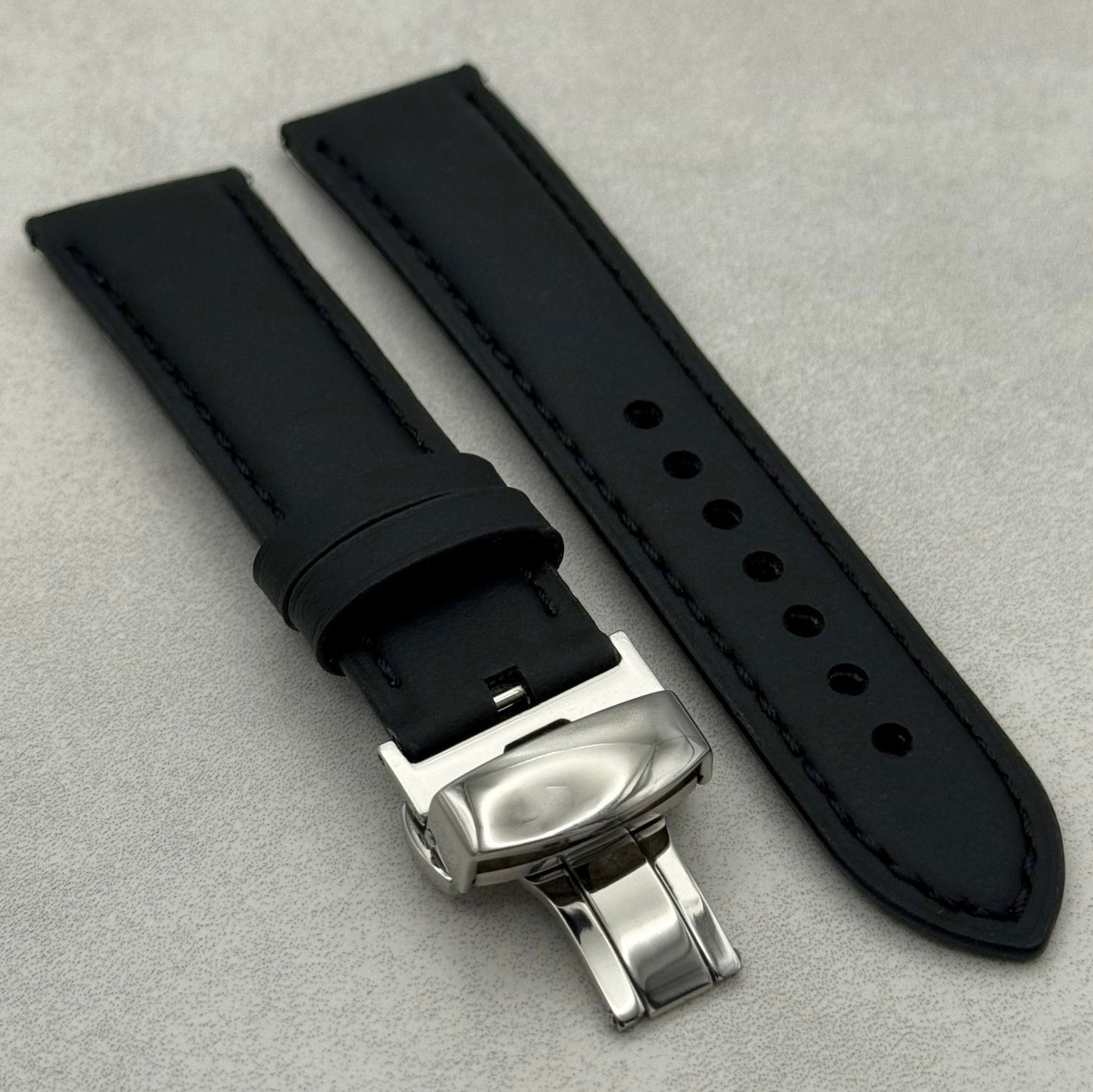 The New York: Black Vegan Leather Apple Watch Strap