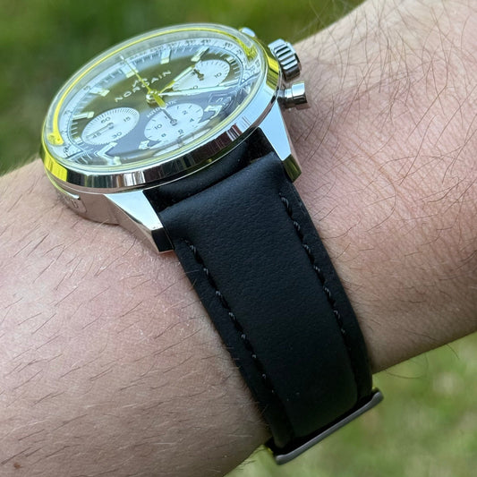 The New York: Black Vegan Leather Apple Watch Strap