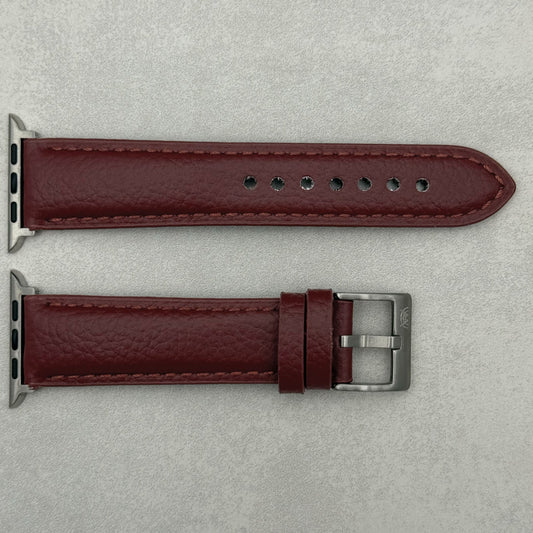 The New York: Cherry Red Vegan Leather Apple Watch Strap