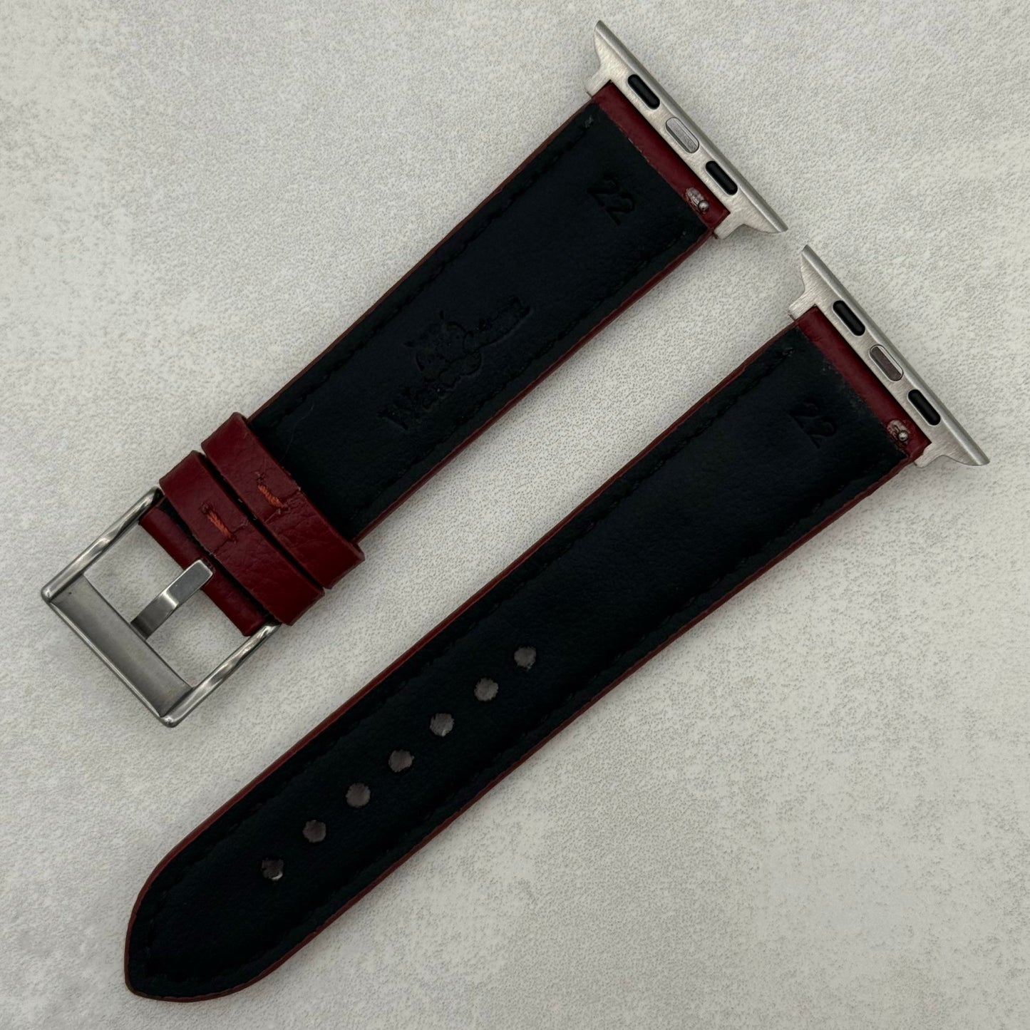 The New York: Cherry Red Vegan Leather Apple Watch Strap