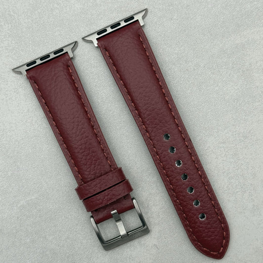 The New York: Cherry Red Vegan Leather Apple Watch Strap