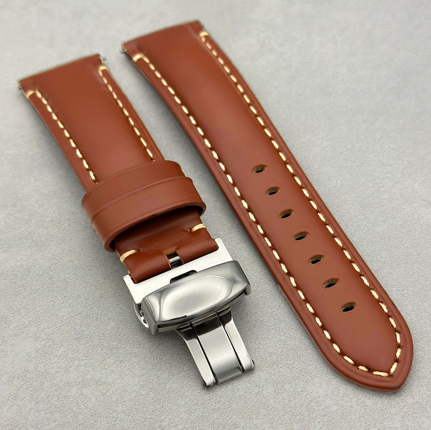 The Oslo: Dark Caramel Brown Full Grain Leather Watch Strap