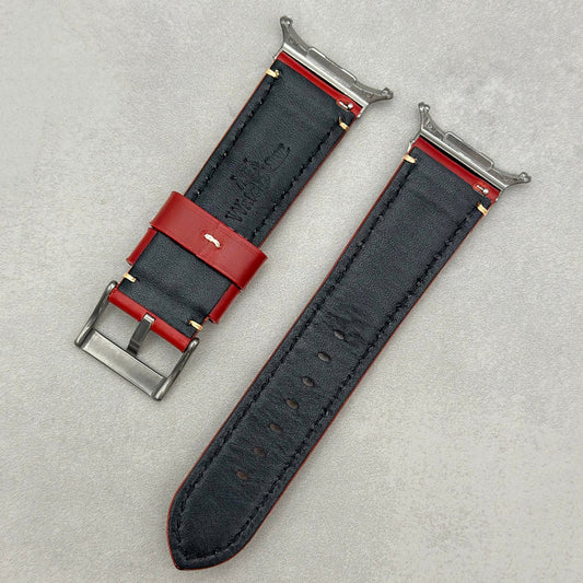 The Oslo: Blood Red Full Grain Leather Samsung Galaxy Watch Ultra Strap