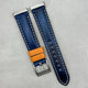 The Oxford: Navy Blue Padded Calf Skin Fitbit Versa/Sense Watch Strap