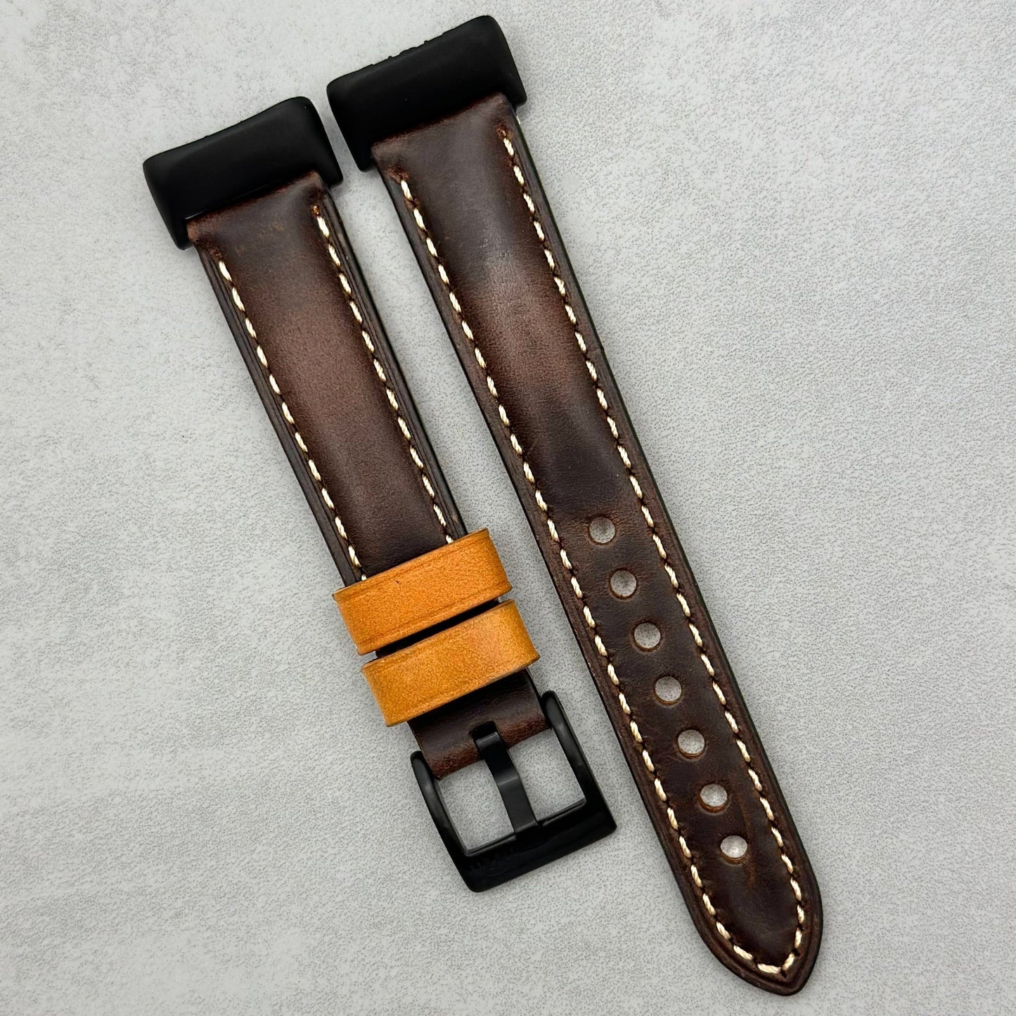 The Oxford: Chocolate Brown Padded Calf Skin Fitbit Charge Watch Strap