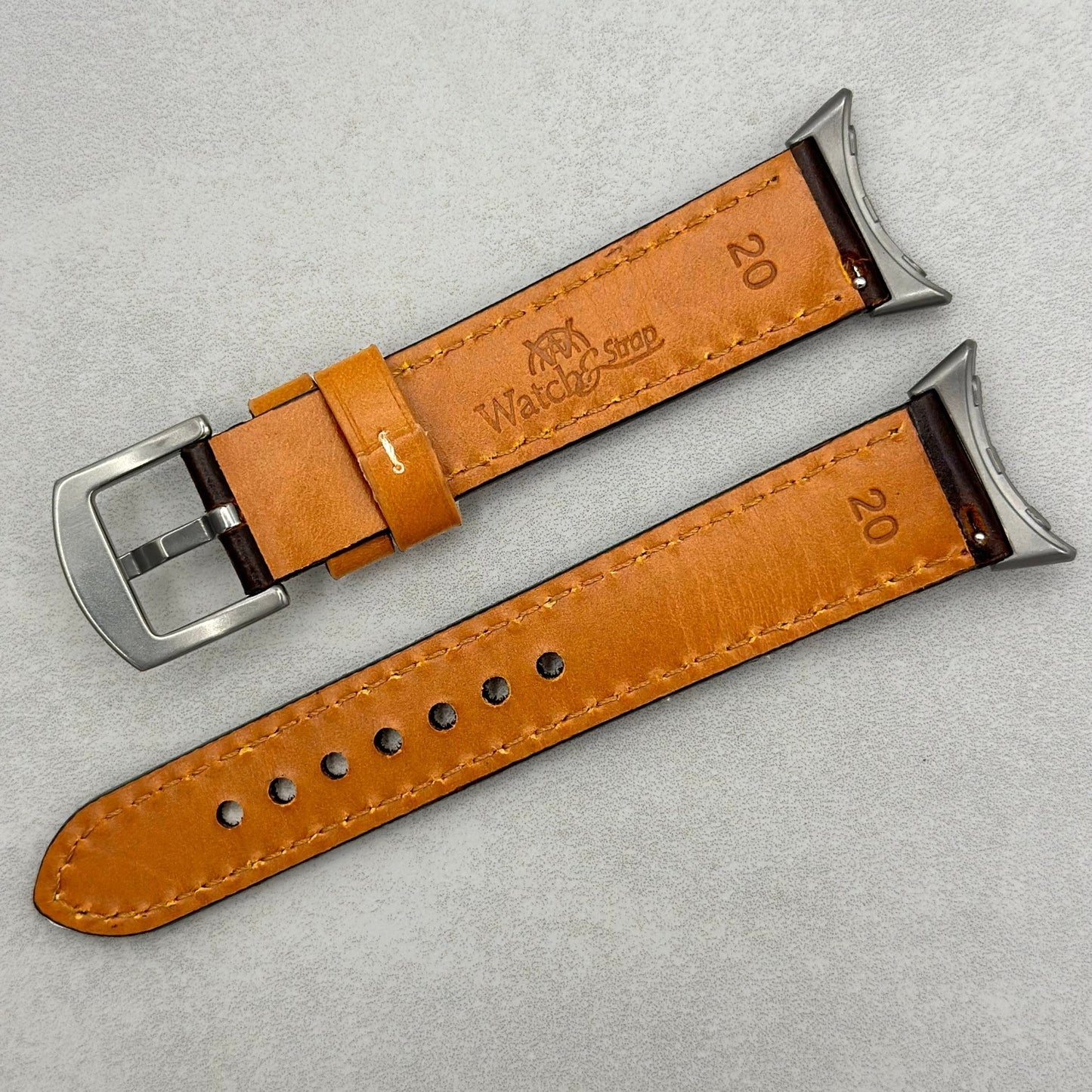The Oxford: Chocolate Brown Padded Calf Skin Google Pixel Watch Strap