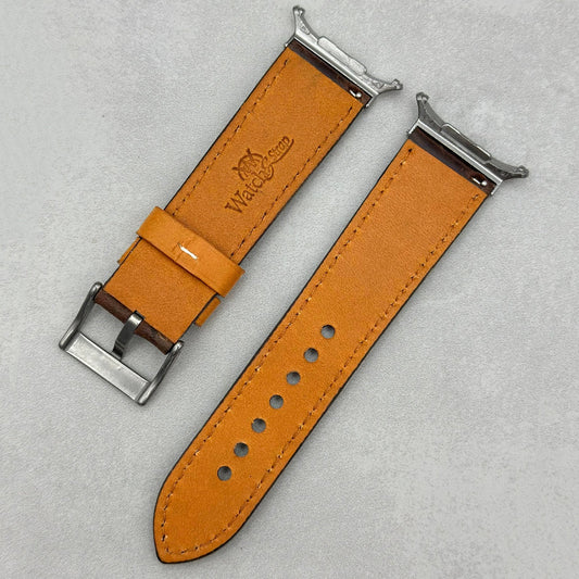 The Oxford: Chocolate Brown Padded Calf Skin Samsung Galaxy Watch Ultra Strap