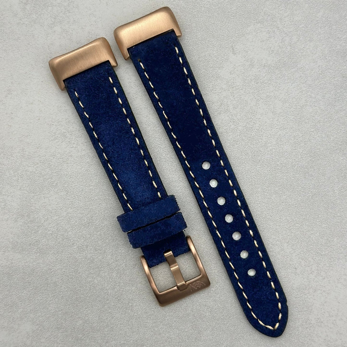 The Paris: Navy Blue Padded Suede Fitbit Charge Watch Strap