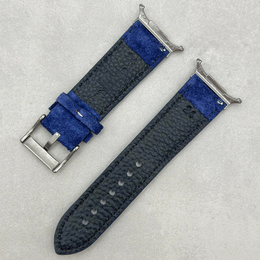 The Paris: Navy Blue Padded Suede Samsung Galaxy Watch Ultra Strap