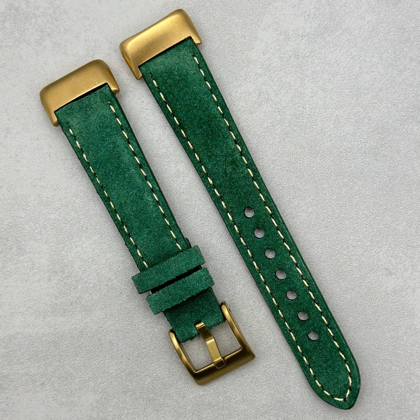 The Paris: Hunter Green Padded Suede Fitbit Charge Watch Strap