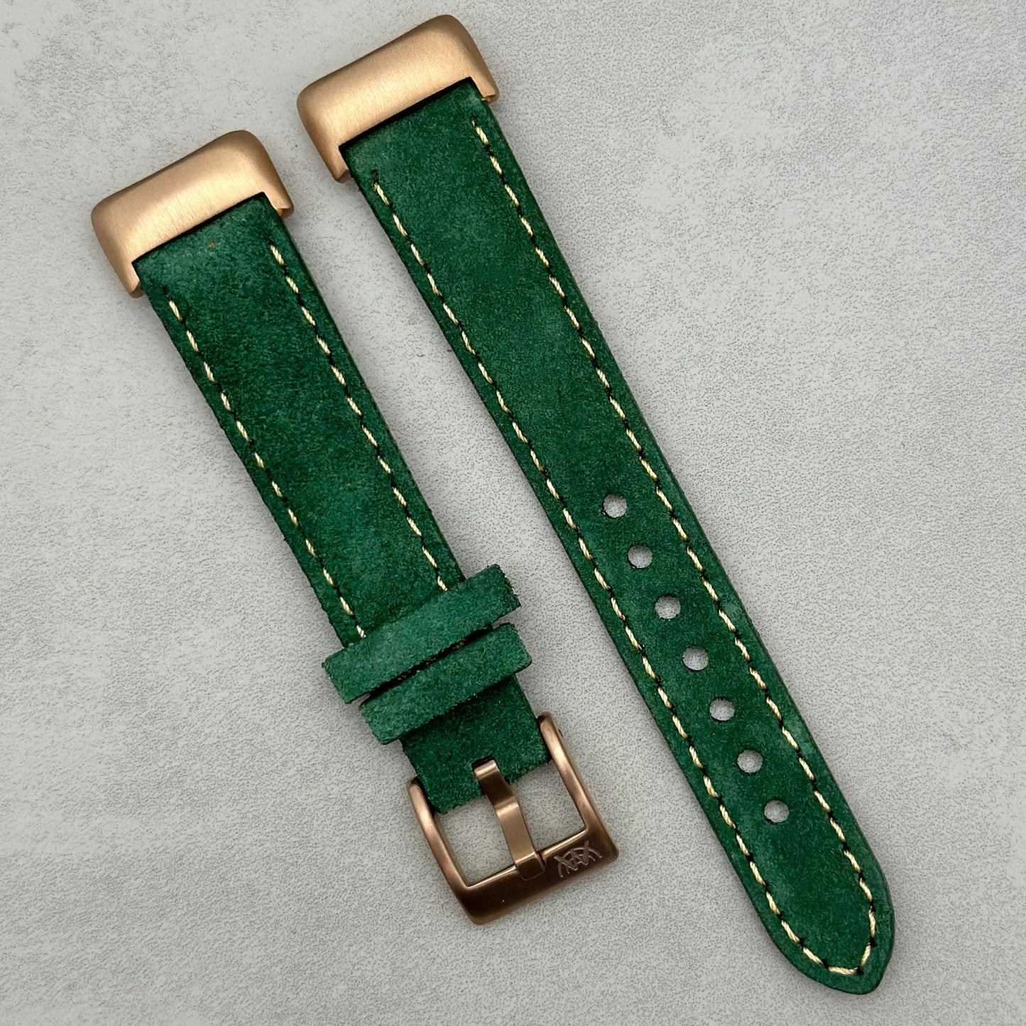 The Paris: Hunter Green Padded Suede Fitbit Charge Watch Strap