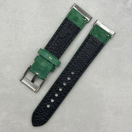 The Paris: Hunter Green Padded Suede Fitbit Versa/Sense Watch Strap