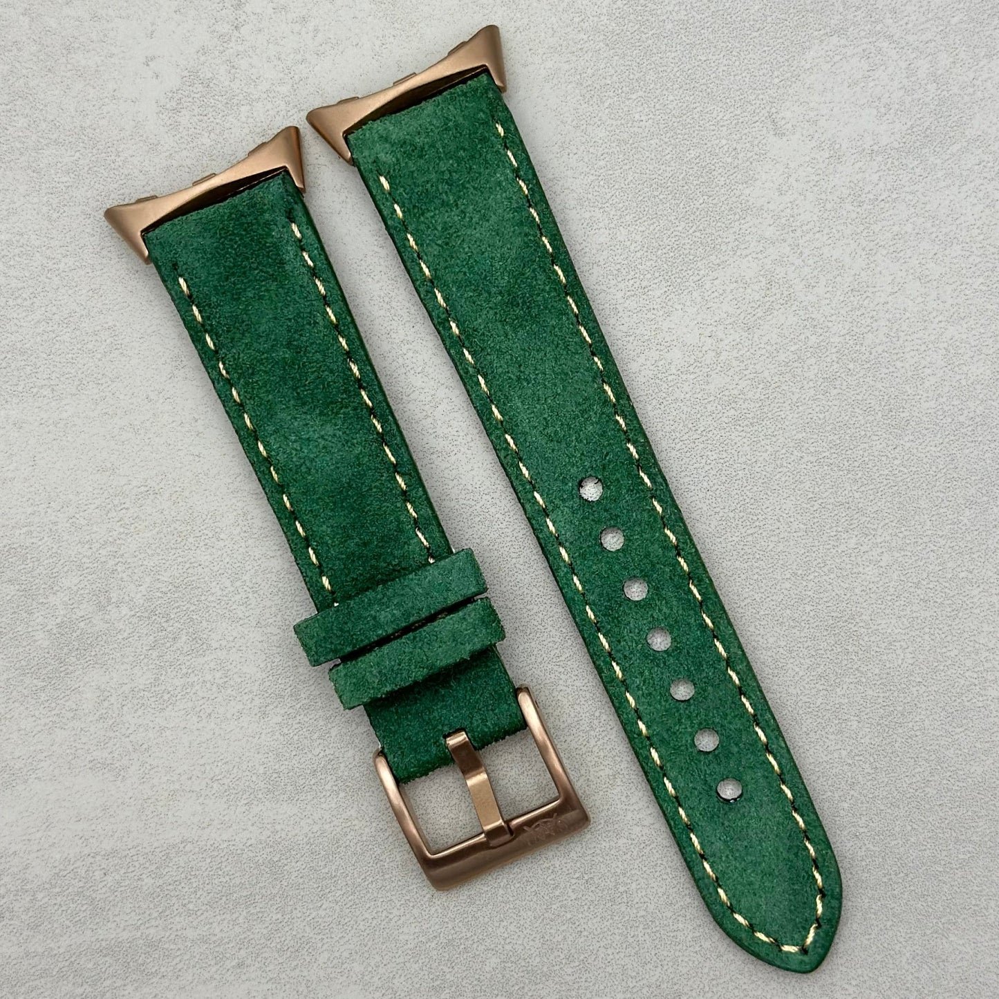 Paris green suede Google Pixel Watch strap. Padded suede strap. Google Pixel Watch 2, 3, 4. Watch And Strap