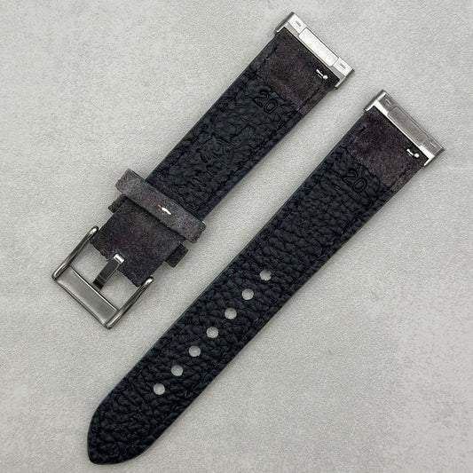 The Paris: Gunmetal Grey Padded Suede Fitbit Versa/Sense Watch Strap