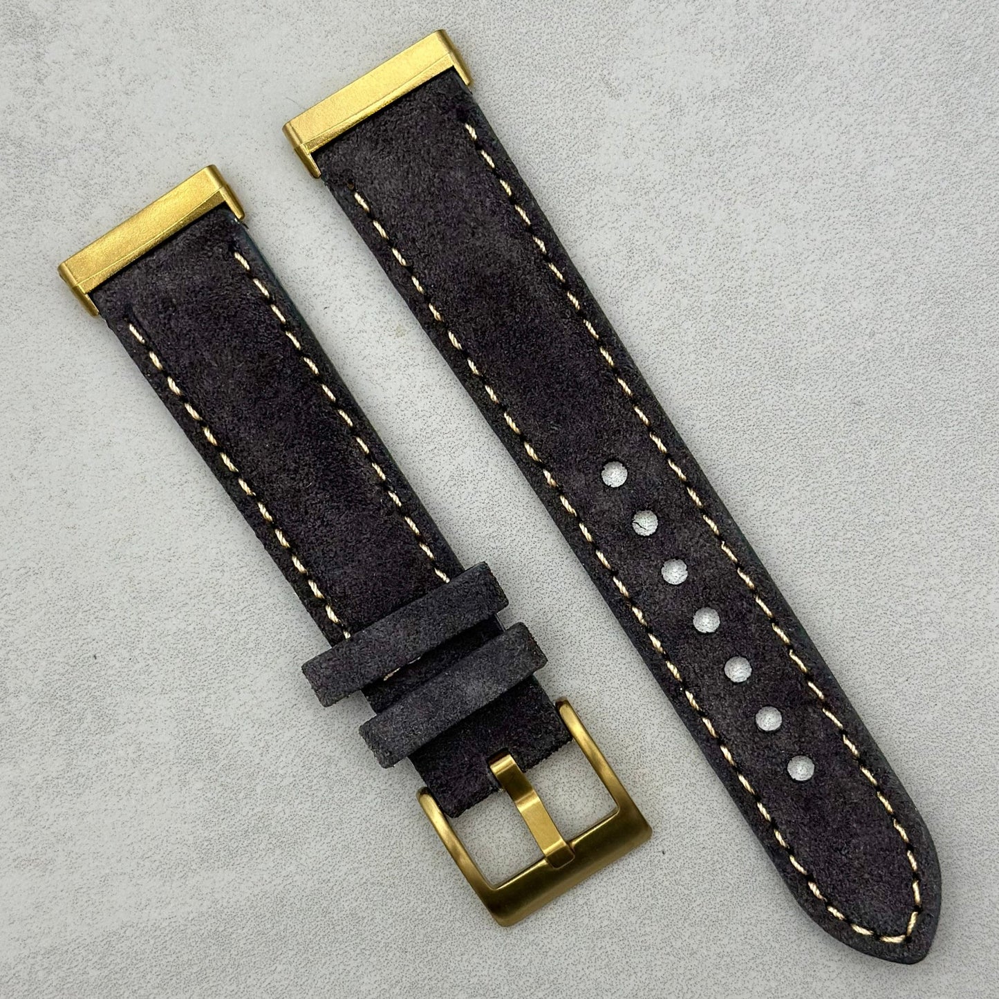 The Paris: Gunmetal Grey Padded Suede Fitbit Versa/Sense Watch Strap