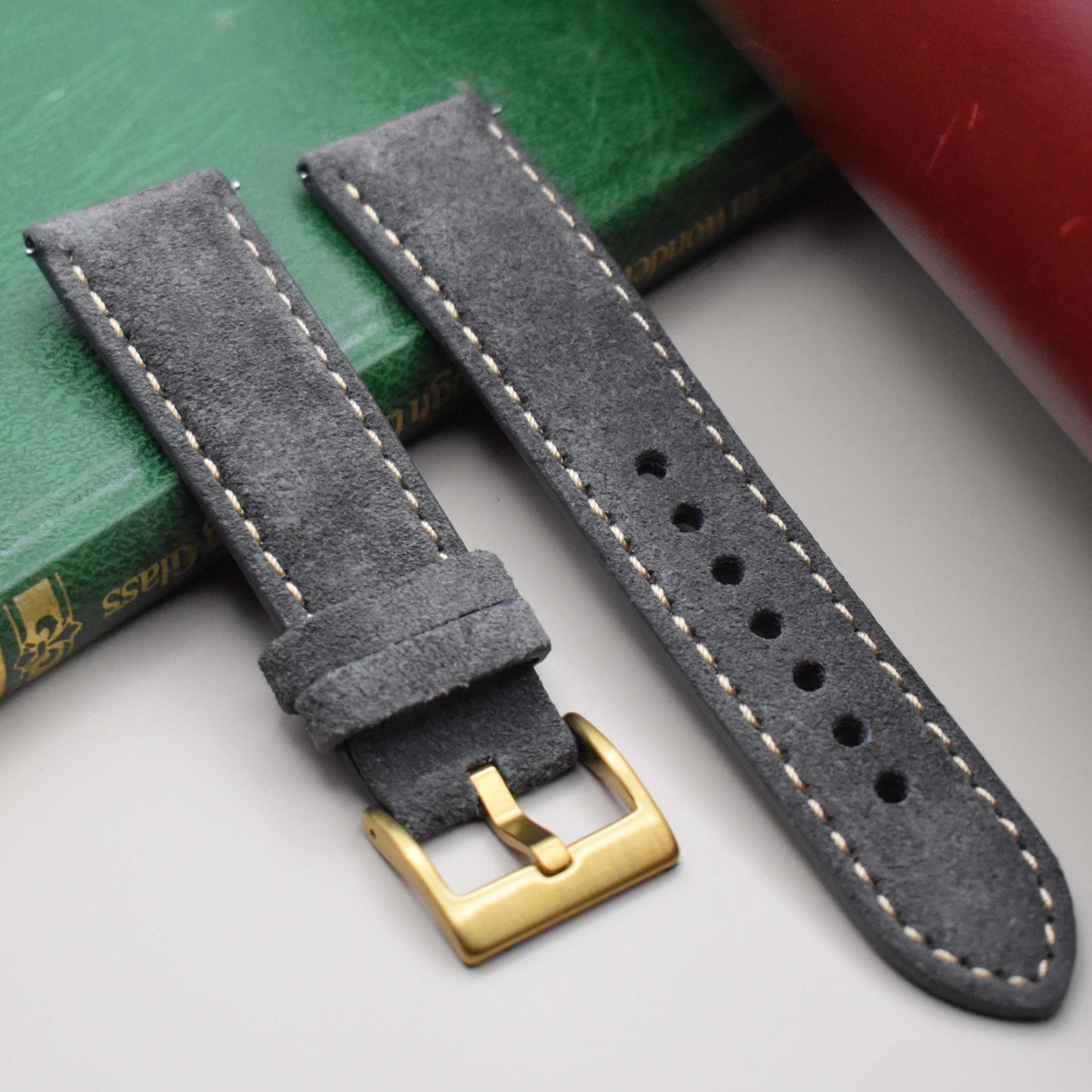 The Paris: Gunmetal Grey Padded Suede Watch Strap