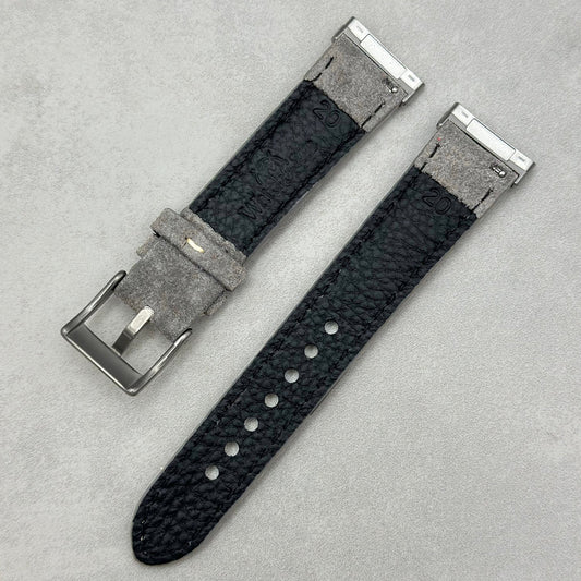 The Paris: Light Grey Padded Suede Fitbit Versa/Sense Watch Strap