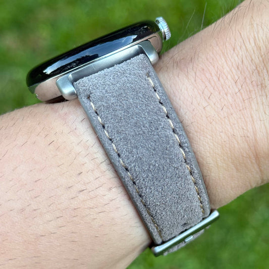 Paris light grey suede Google Pixel Watch strap. Padded suede strap. Google Pixel Watch 2, 3, 4. Watch And Strap