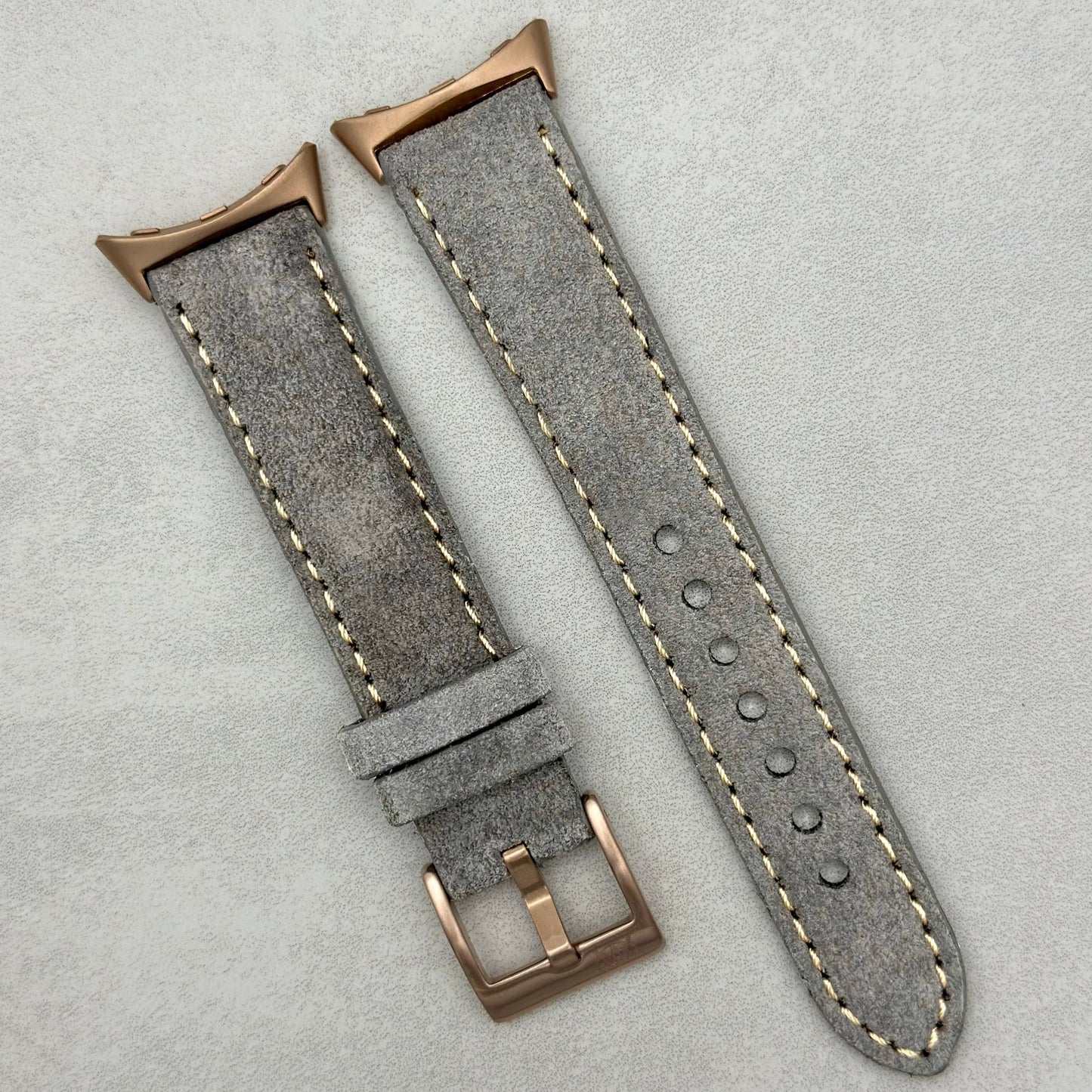 Paris light grey suede Google Pixel Watch strap. Padded suede strap. Google Pixel Watch 2, 3, 4. Watch And Strap