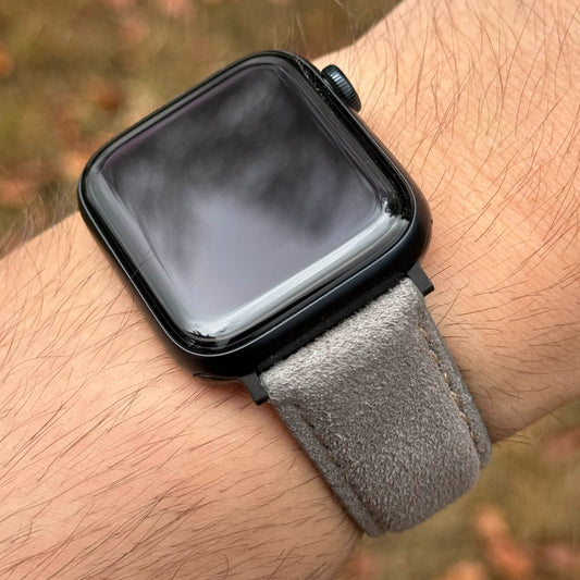 The Paris: Light Grey Padded Suede Apple Watch Strap