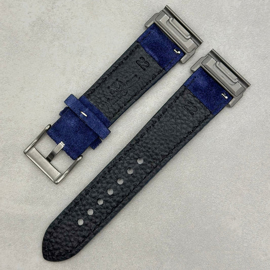 The Paris: Navy Blue Padded Suede Garmin QuickFit Watch Strap