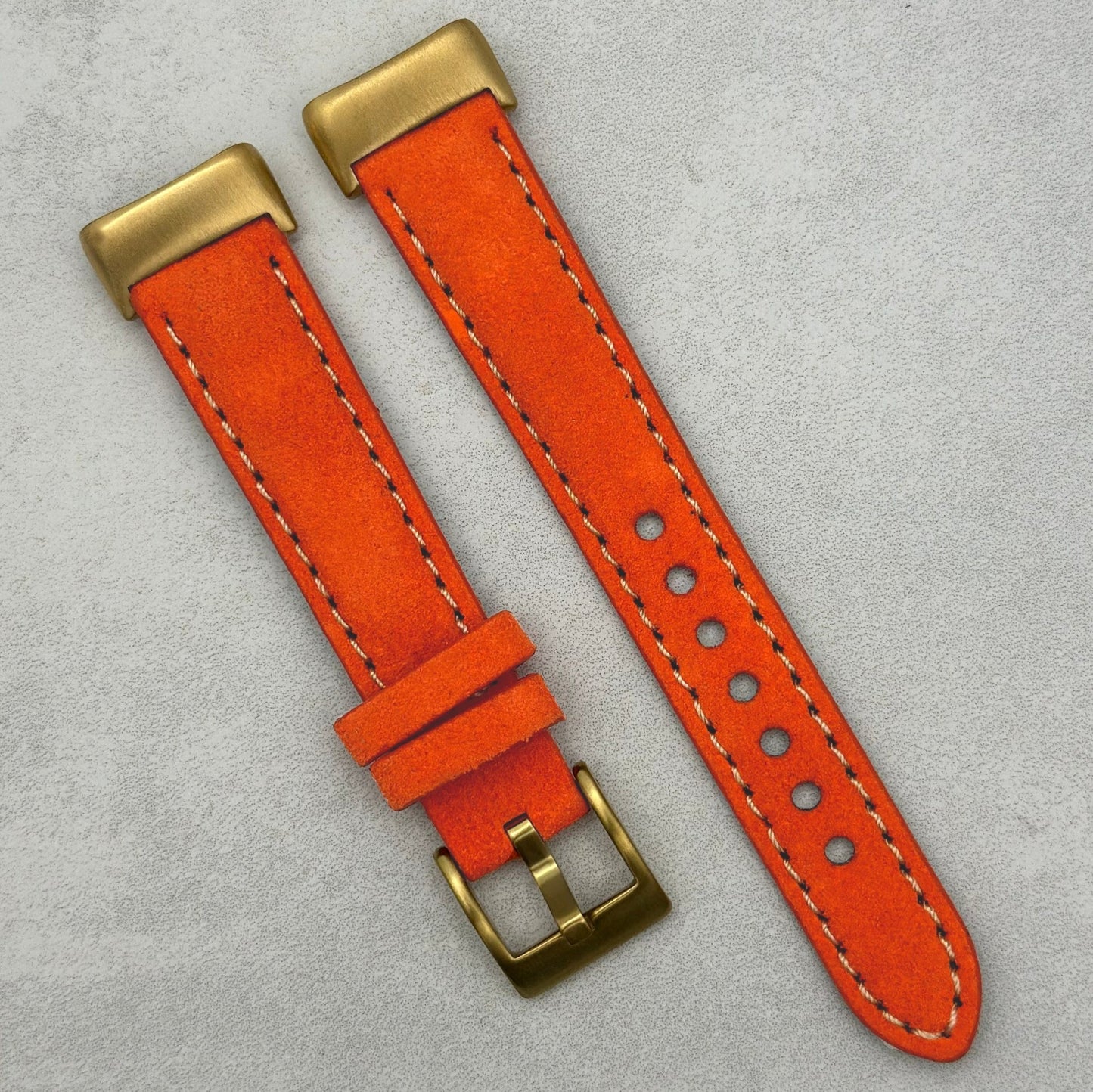 The Paris: Orange Padded Suede Fitbit Charge Watch Strap