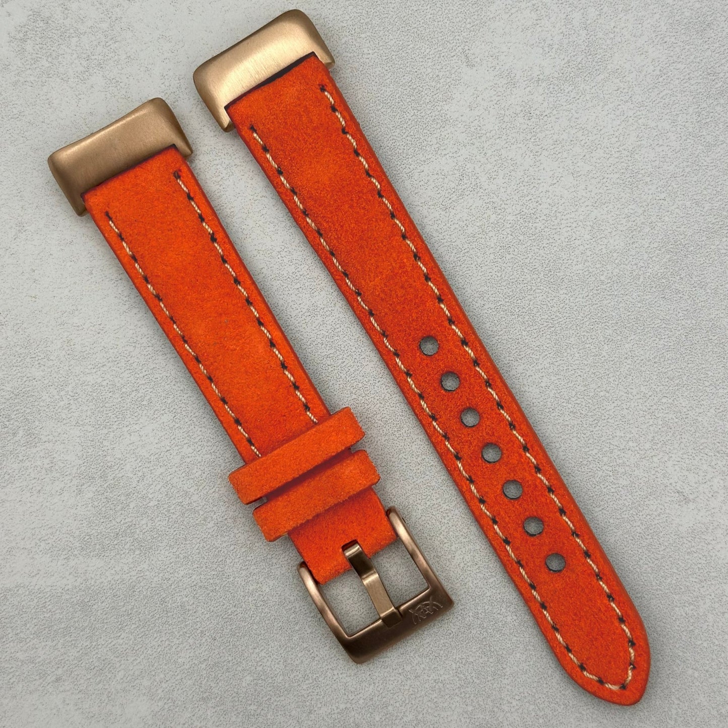 The Paris: Orange Padded Suede Fitbit Charge Watch Strap
