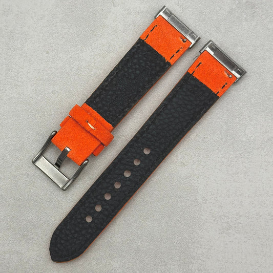 The Paris: Orange Padded Suede Fitbit Versa/Sense Watch Strap