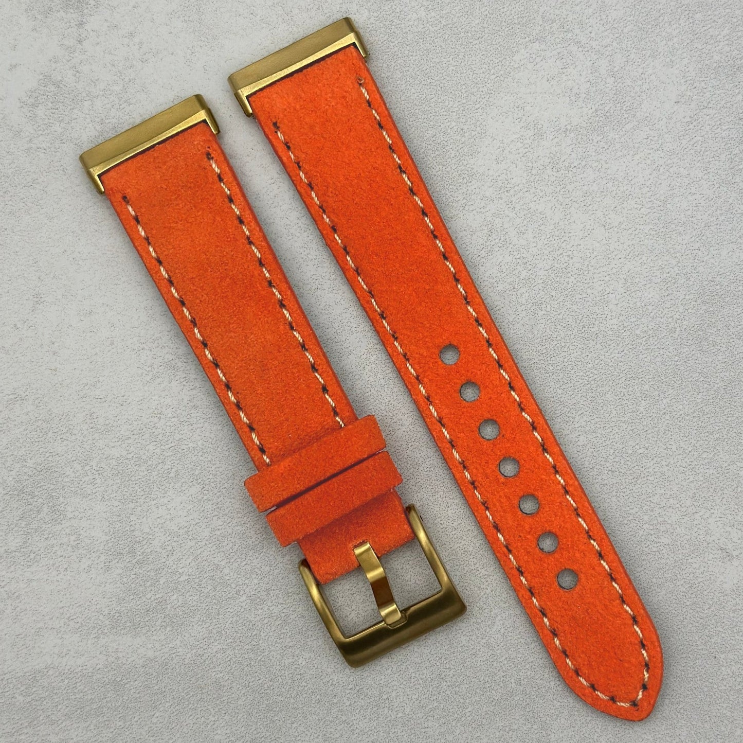 The Paris: Orange Padded Suede Fitbit Versa/Sense Watch Strap