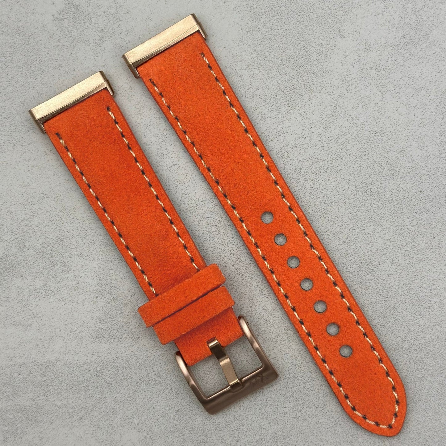 The Paris: Orange Padded Suede Fitbit Versa/Sense Watch Strap