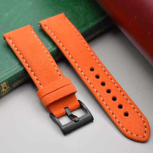 The Paris: Orange Padded Suede Watch Strap