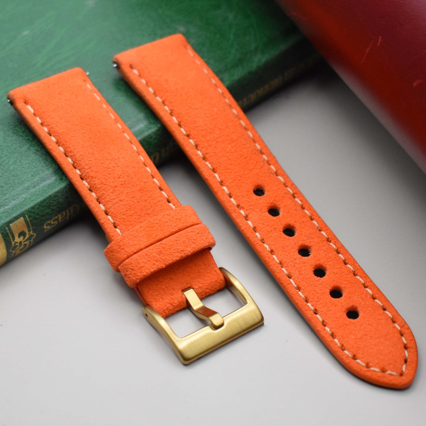 The Paris: Orange Padded Suede Watch Strap