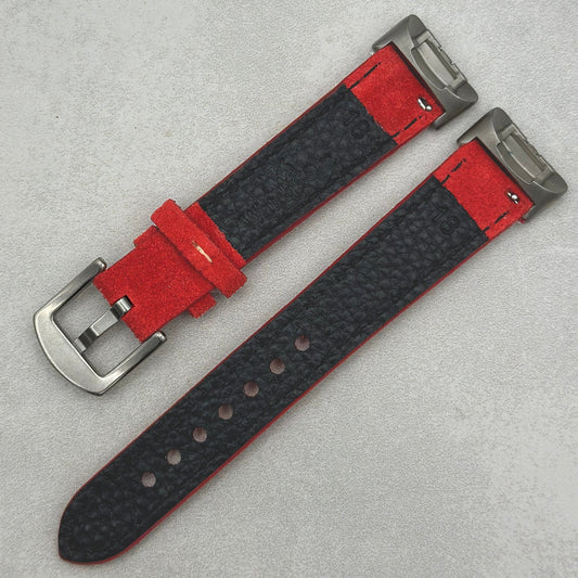 The Paris: Ruby Red Padded Suede Fitbit Charge Watch Strap