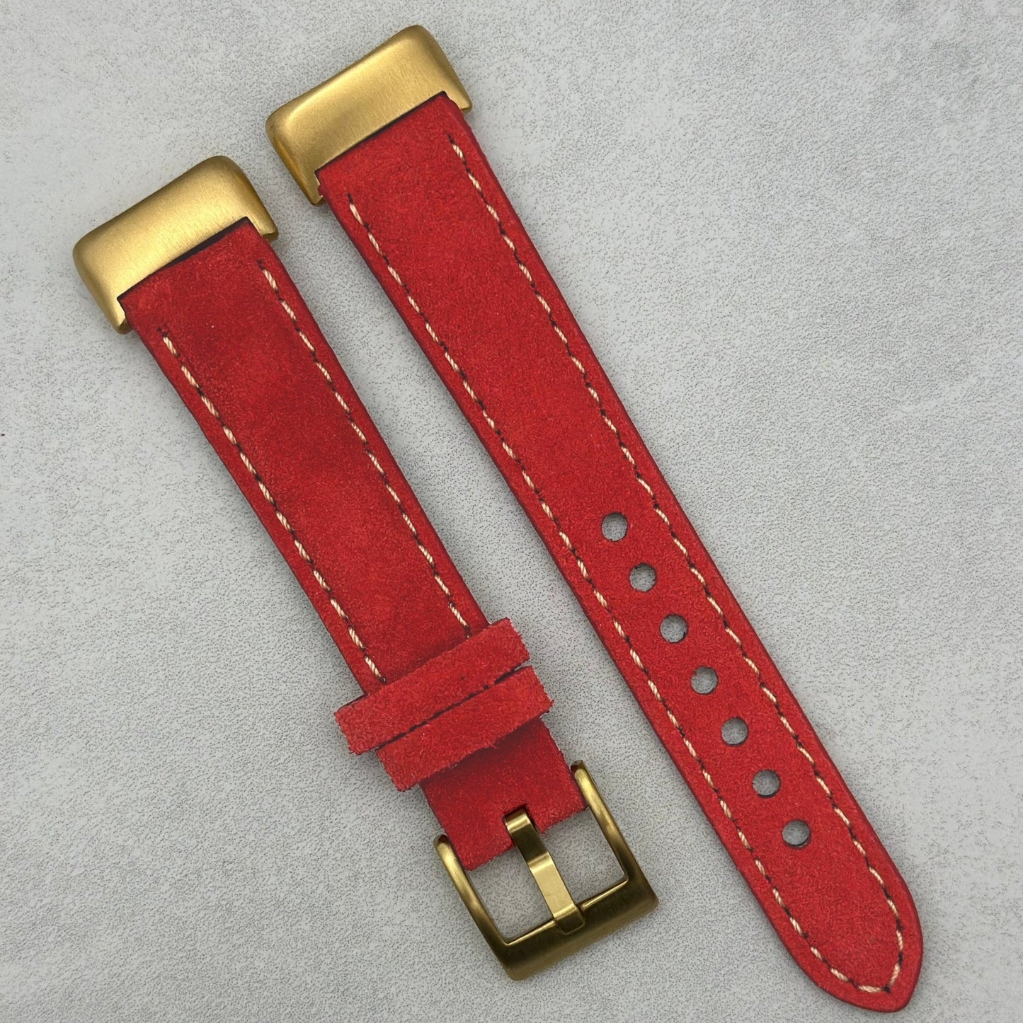 The Paris: Ruby Red Padded Suede Fitbit Charge Watch Strap