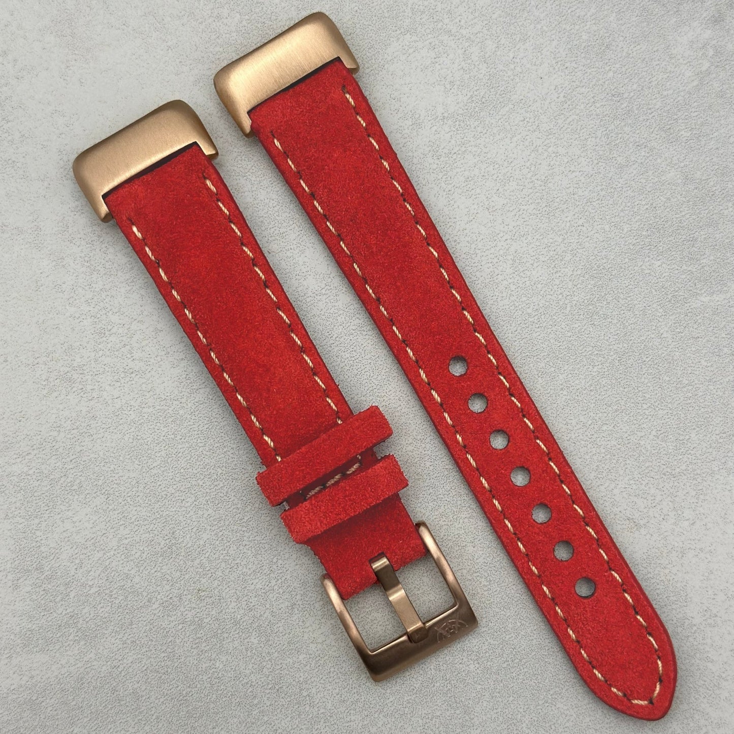 The Paris: Ruby Red Padded Suede Fitbit Charge Watch Strap