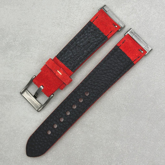 The Paris: Ruby Red Padded Suede Fitbit Versa/Sense Watch Strap